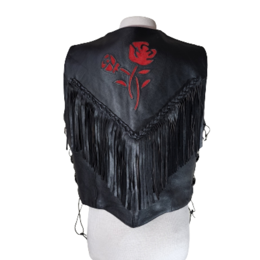 BIKER'S LEATHER STUFF Lady Rider Black Vest Plus Size 3XL - Picture 5 of 16